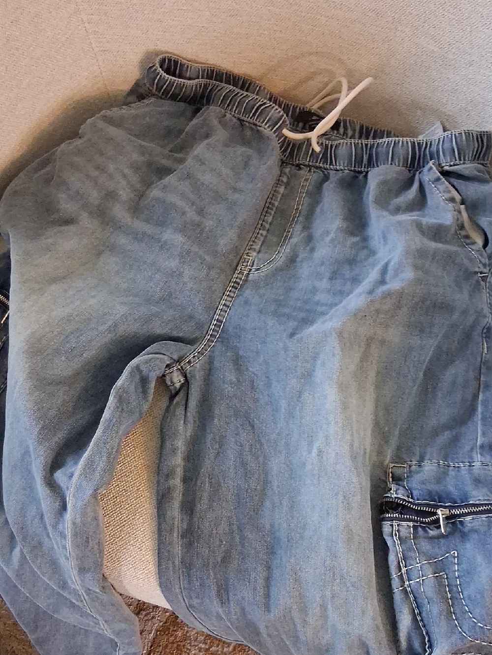 True Religion Light Blue Relaxed Drawstring Jeans